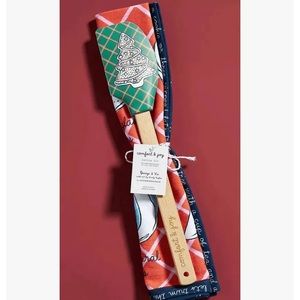 Anthropologie Christmas Baking Set George & Viv Comfort Joy spatula dish towel